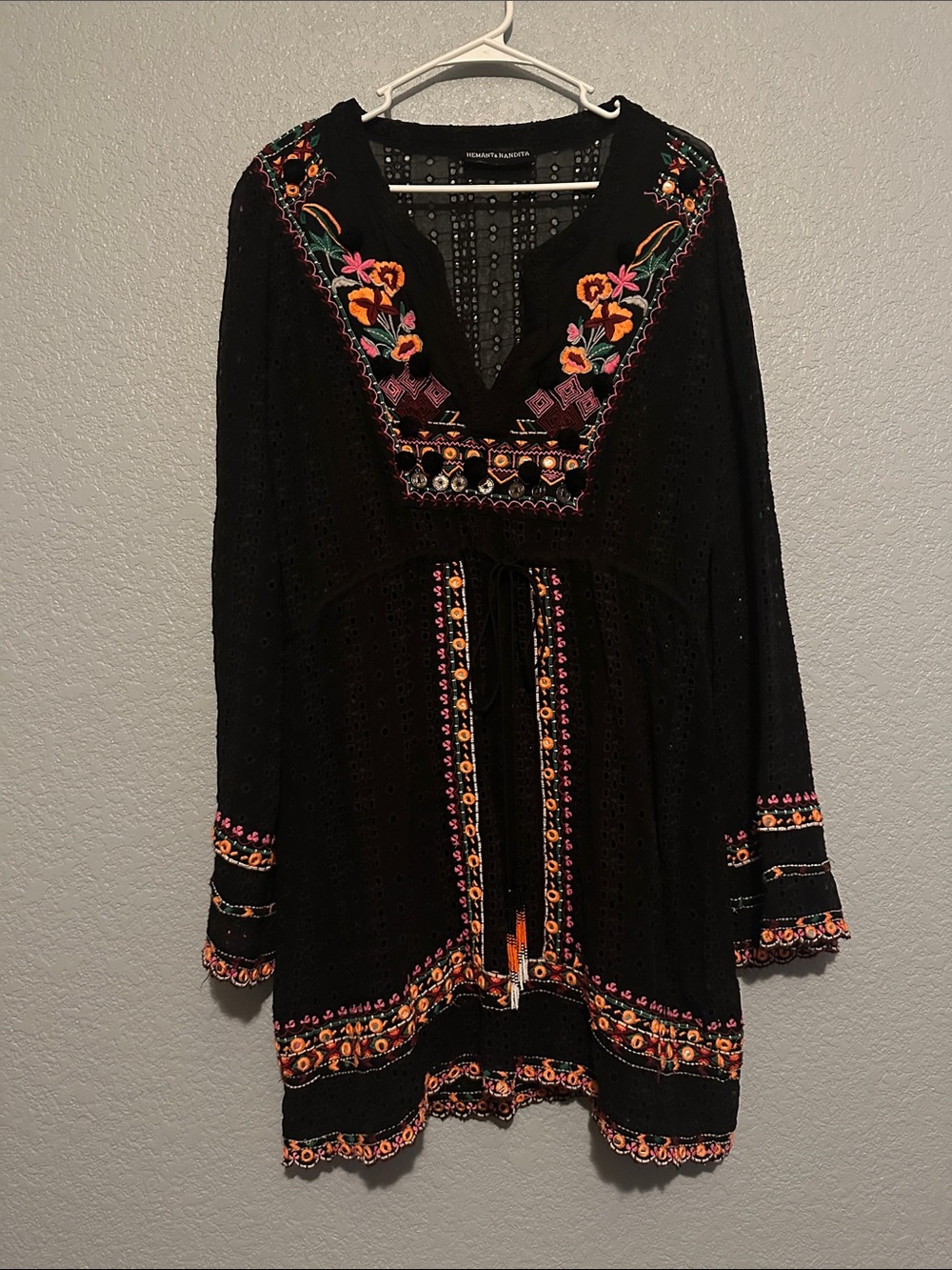 Revolve Hemant & Nandita Boho Embroidered Eyelet Dress - Picture 2 of 9